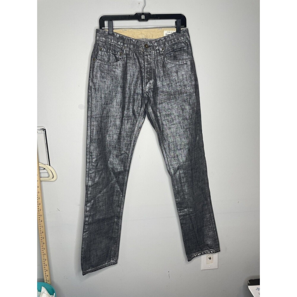 Rag & Bone Jeans Mens 28 Silver Metallic Straight Handmade USA Mid Rise Denim